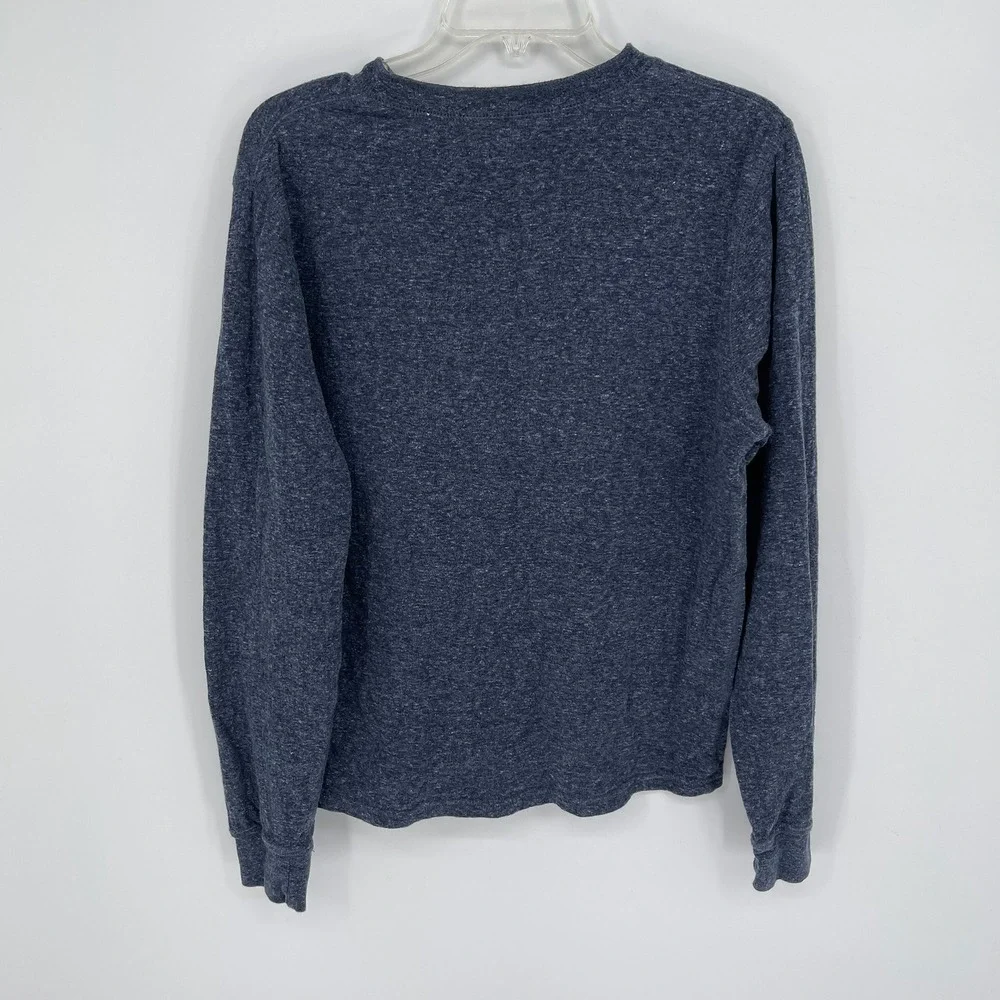 J. Crew Knit Goods Men's Blue Heathered Long Sleeve Henley Shirt Size M